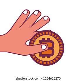 bitcoin hand holding