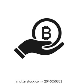 Bitcoin con icono de mano aislado en fondo blanco. Bitcoin con ilustración de diseño de vector manual. Icono de bitcoin plano. Señal simple de Bitcoin.