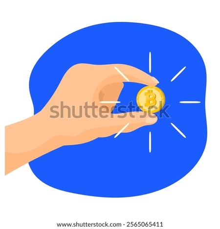Bitcoin in a Hand Icon. Bitcoin poster design.
