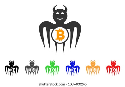 Bitcoin Happy Spectre Devil icon. Vector illustration style is a flat iconic bitcoin happy spectre devil symbol with grey, yellow, green, blue, red, black color variants.