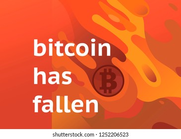 bitcoin has fallen. Price of Crypt is decreasing. End of Bitcoin era.Vector illustration