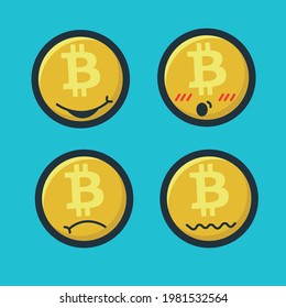 Bitcoin Head Expression Illustration Design