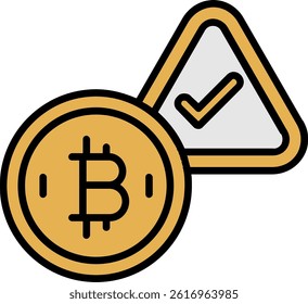 Bitcoin Here Line Filled Vector Icon Design