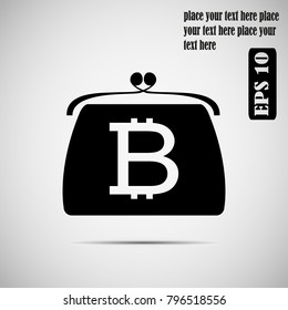 Bitcoin in his wallet. Vector illustration
