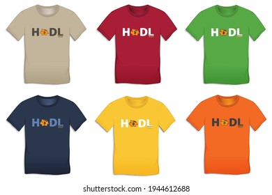 Bitcoin hodl pig, multicolor collection of t-shirt designs vector