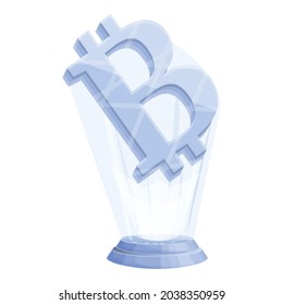 Bitcoin hologram icon cartoon vector. Crypto money. Digital technology