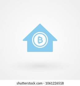 Bitcoin. Home icon. Crypto currency concept. Digital currency. Vector illustration, flat design