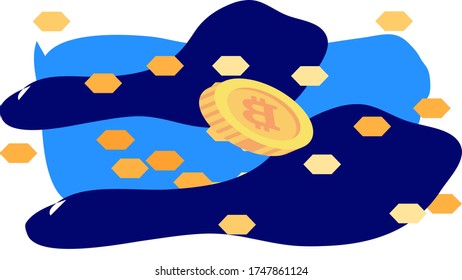 Bitcoin and Honeycomb vector for illustration