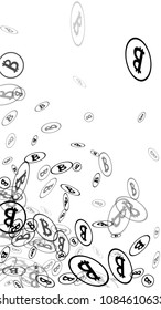Bitcoin Icon Abstract Background. Randomly Fall Bitcoins. Cryptocurrency Background. Digital Payment money.  Jackpot or Prize Concept.
 Black and White Vector Illustration. Blockchain technology Coin.