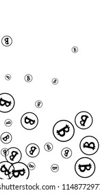 Bitcoin Icon Abstract Background. Randomly Fall Bitcoins. Cryptocurrency Background. Digital Payment money.  Prize or Jackpot Concept.
 Black and White Vector Illustration. Blockchain technology Coin.