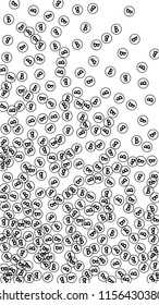 Bitcoin Icon Abstract Background. Randomly Fall Bitcoins. Digital Payment money. Cryptocurrency Background. Prize or Jackpot Concept.
 Black and White Vector Illustration. Blockchain technology Coin.