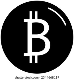 bitcoin icon black and isolated vector illustration
