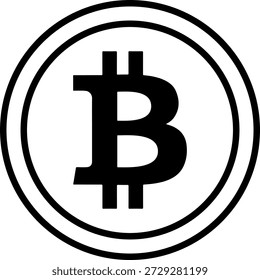 bitcoin icon black and isolated vector illustration