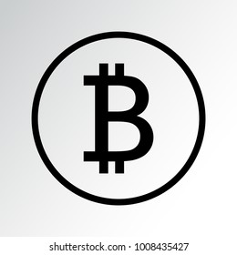 Bitcoin icon, black silhouette. Vector illustration
