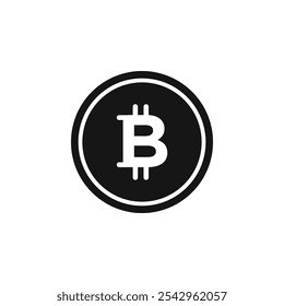 Bitcoin Icon signo de Vector en blanco y negro