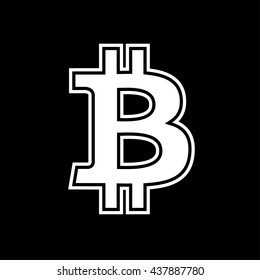Bitcoin icon black and white vector illustration