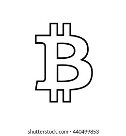 Bitcoin icon black and white vector illustration