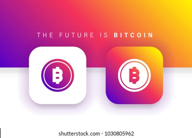 Bitcoin icon. BTC icon. Square contained. Use for brand logo, application, ux/ui, web. Colorful design. Compatible with jpg, png, eps, ai, cdr, svg, pdf, ico, gif. svg