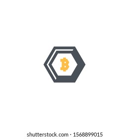 Bitcoin icon for business web presentation or other with hexagonal style 