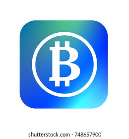 Bitcoin Icon. Button. Blue and white. Vector.