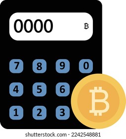 Bitcoin icon calculator design illustration, Vector illustration