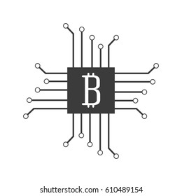 bitcoin icon with Circuit Board over white background. vector illustration