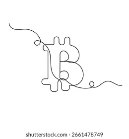 Bitcoin  icon   continuous one line art drawing of outline vector illustration