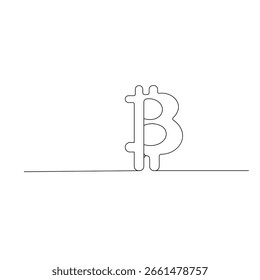 Ícone Bitcoin   desenho artístico contínuo de uma linha da ilustração de vetor de contorno