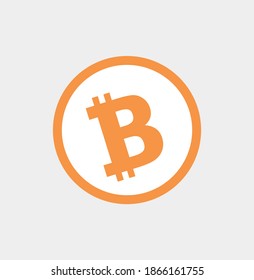 Icono de bitcoin. Símbolo de la cadena de bloqueo de la divisa criptográfica en fondo blanco. 

