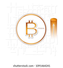 Bitcoin icon. Crypto currency. Vector. Gold gradients. White background. Flat.
