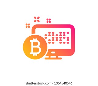 Bitcoin icon. Cryptocurrency monitor sign. Crypto money symbol. Classic flat style. Gradient bitcoin system icon. Vector