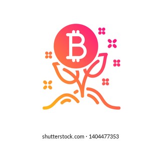 Bitcoin icon. Cryptocurrency startup sign. Crypto leaf symbol. Classic flat style. Gradient bitcoin project icon. Vector
