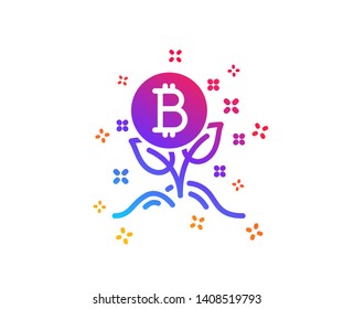 Bitcoin icon. Cryptocurrency startup sign. Crypto leaf symbol. Dynamic shapes. Gradient design bitcoin project icon. Classic style. Vector