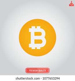 Bitcoin icon. Cryptocurrency  vector.Virtual currency sign isolated on grey background.Simple e-commerce illustration for web and mobile platforms.