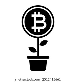 Bitcoin icon for cryptocurrency, virtual currency, digital money design template