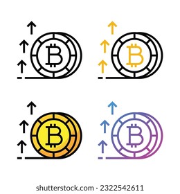 Bitcoin icon design in four variation color