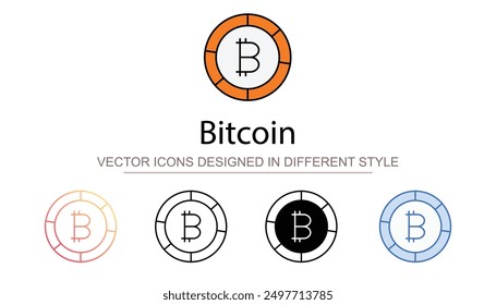 Diseño de icono de Bitcoin con fondo blanco