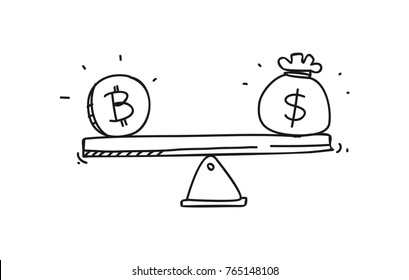 bitcoin icon doodle