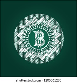 bitcoin icon drawn chalk emblem, retro style, chalk or chalkboard texture