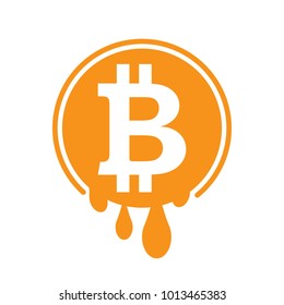 Bitcoin icon with drops. Crypto currency.