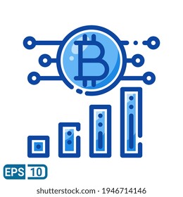 Bitcoin icon in filled line style isolated on white background. EPS 10