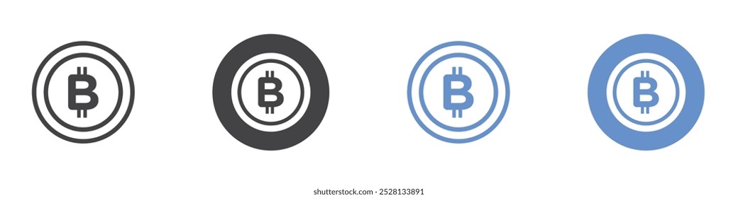 Icono de Bitcoin Arte plano en blanco y negro aislado