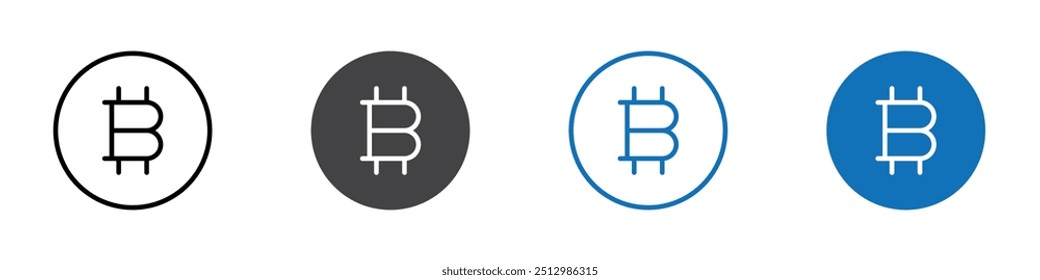 Bitcoin icon flat editable icon mark set.