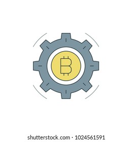 Bitcoin icon flat line stroke vector illustration. For website graphics, mobile application, infographics and print.