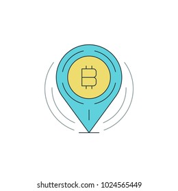 Bitcoin icon flat line stroke vector illustration. For website graphics, mobile application, infographics and print.