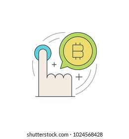 Bitcoin icon flat line stroke vector illustration. For website graphics, mobile application, infographics and print.
