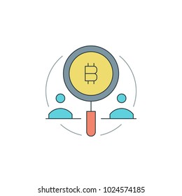 Bitcoin icon flat line stroke vector illustration. For website graphics, mobile application, infographics and print.