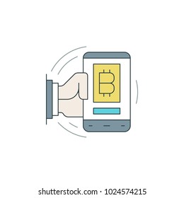 Bitcoin icon flat line stroke vector illustration. For website graphics, mobile application, infographics and print.