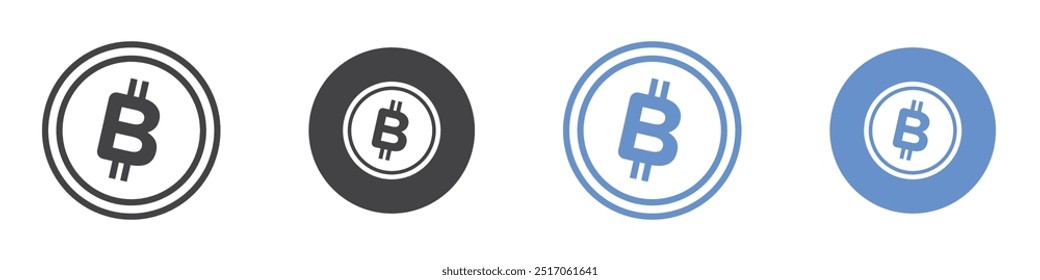 Bitcoin Icon flat line symbol set.