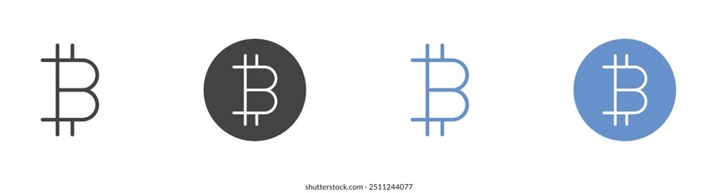 Bitcoin icon Flat set in black and white color